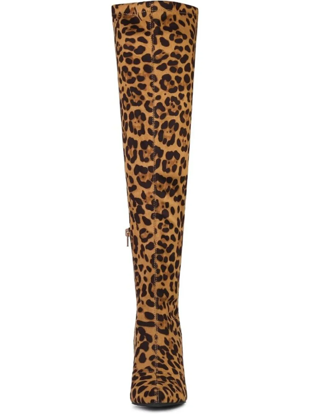 Women's Leopard Round Toe Chunky Heel Lace Up Synthetic Over The Knee High Boots